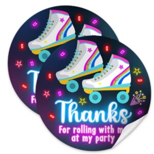 roller skating party thank you sticker labels, 2" party circle stickers, great for party favors, envelope seals & goodie bags（54 count）