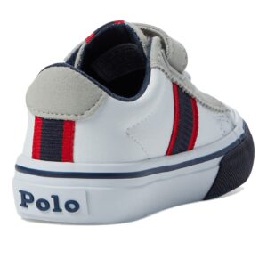 POLO RALPH LAUREN Baby Boys Wescott Ps (Toddler) Sneaker, White Tumbled/Navy/Red/White Pony Player, 4 Toddler US