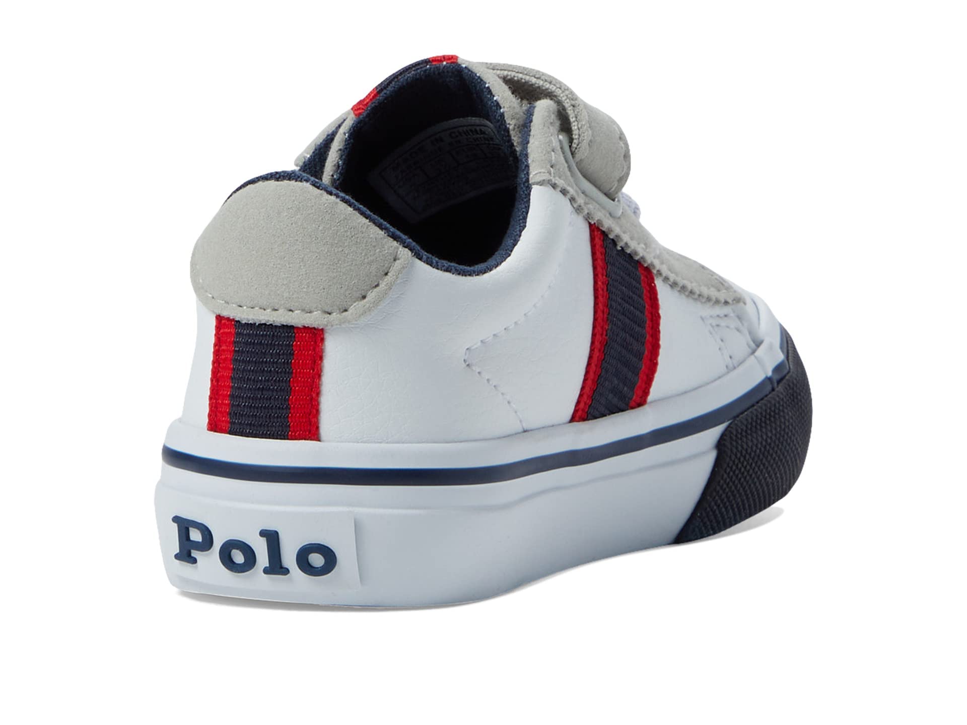 POLO RALPH LAUREN Baby Boys Wescott Ps (Toddler) Sneaker, White Tumbled/Navy/Red/White Pony Player, 4 Toddler US