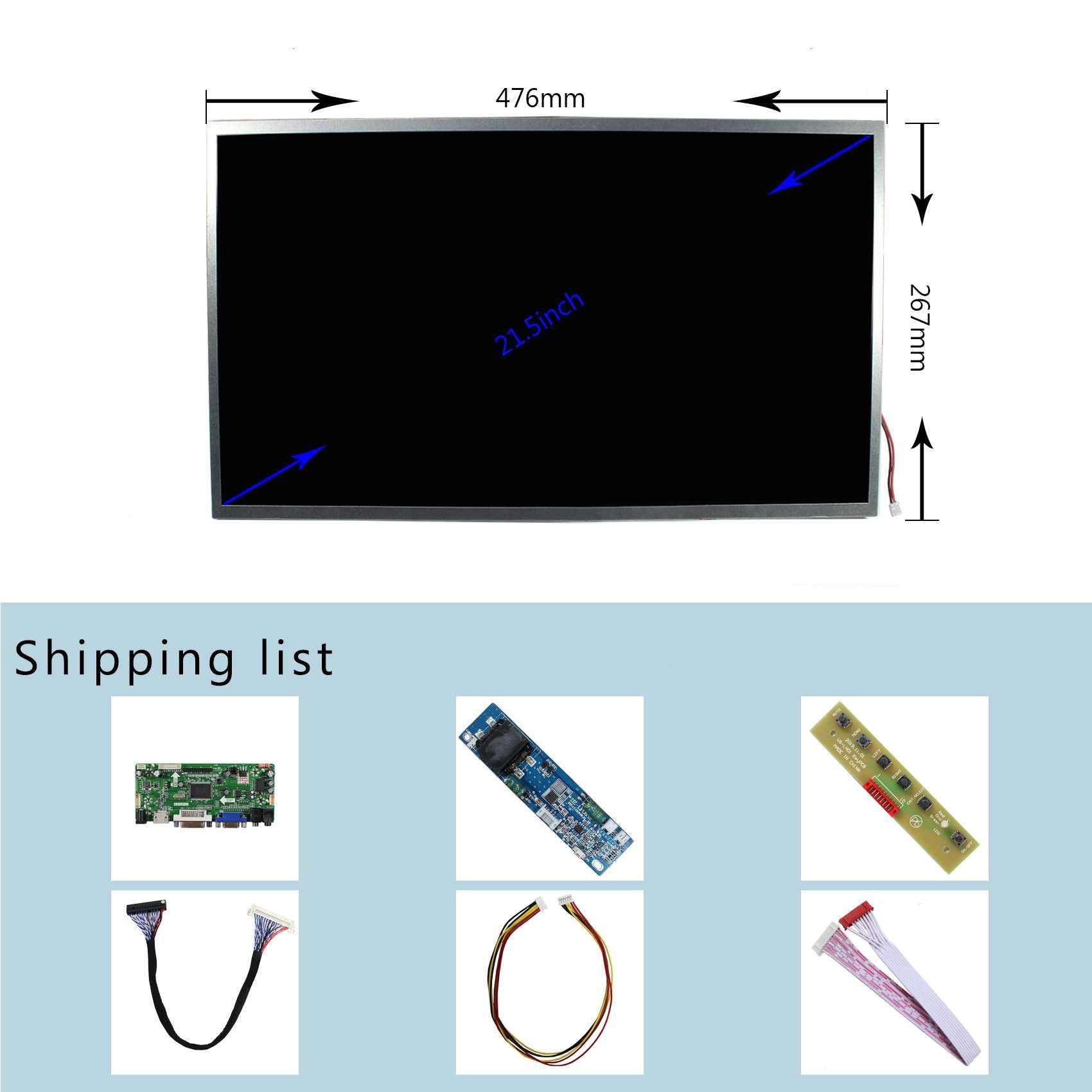 FanyiTek 21.5 inch M215HJJ 1920x1080 FHD 1000nit IPS LCD Screen and HD-MI VGA DVI Audio LVDs Controller Board