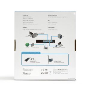 ALFA 5-Port Unmanaged 2.5G Switch, 5 x 2.5GBASE-T Ports, Loop Detection and Fanless Design(AGS05-2.5GL)