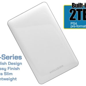 Avolusion T1 Series USB 3.0 Portable External Gaming Hard Drive - White (for PS4, Pre-Formatted) - (2TB)