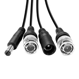 TIGERSECU 4 Pack 60-Feet (18 Meters) Premium BNC Video and Power Extension Cables for CCTV Video Security Camera Systems (4-Pack, Black)