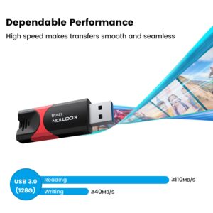 KOOTION 128 GB USB 3.0 Flash Drive Thumb Drive Retractable 128G Zip Drive Ultra High Speed USB Stick Jump Drive Rugged Memory Stick with LED Indicator for Data Storage and Transfer