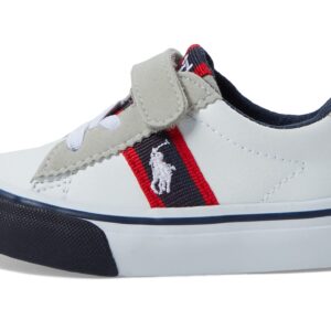 POLO RALPH LAUREN Baby Boys Wescott Ps (Toddler) Sneaker, White Tumbled/Navy/Red/White Pony Player, 4 Toddler US