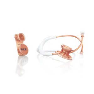 mdf instruments rosegold md one epoch lightweight titanium stethoscope + mdf pediatric attachment with clip