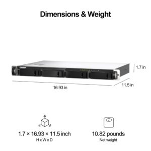 QNAP TS-435XeU-4G-US 4 Bay High-Speed Short Depth Rackmount NAS with M.2 NVMe SSD, Quad Core Marvell Octeon CPU, 4GB DDR4 Memory, Dual 2.5GbE (2.5G/1G/100M) and 10GbE Network Connectivity (Diskless)