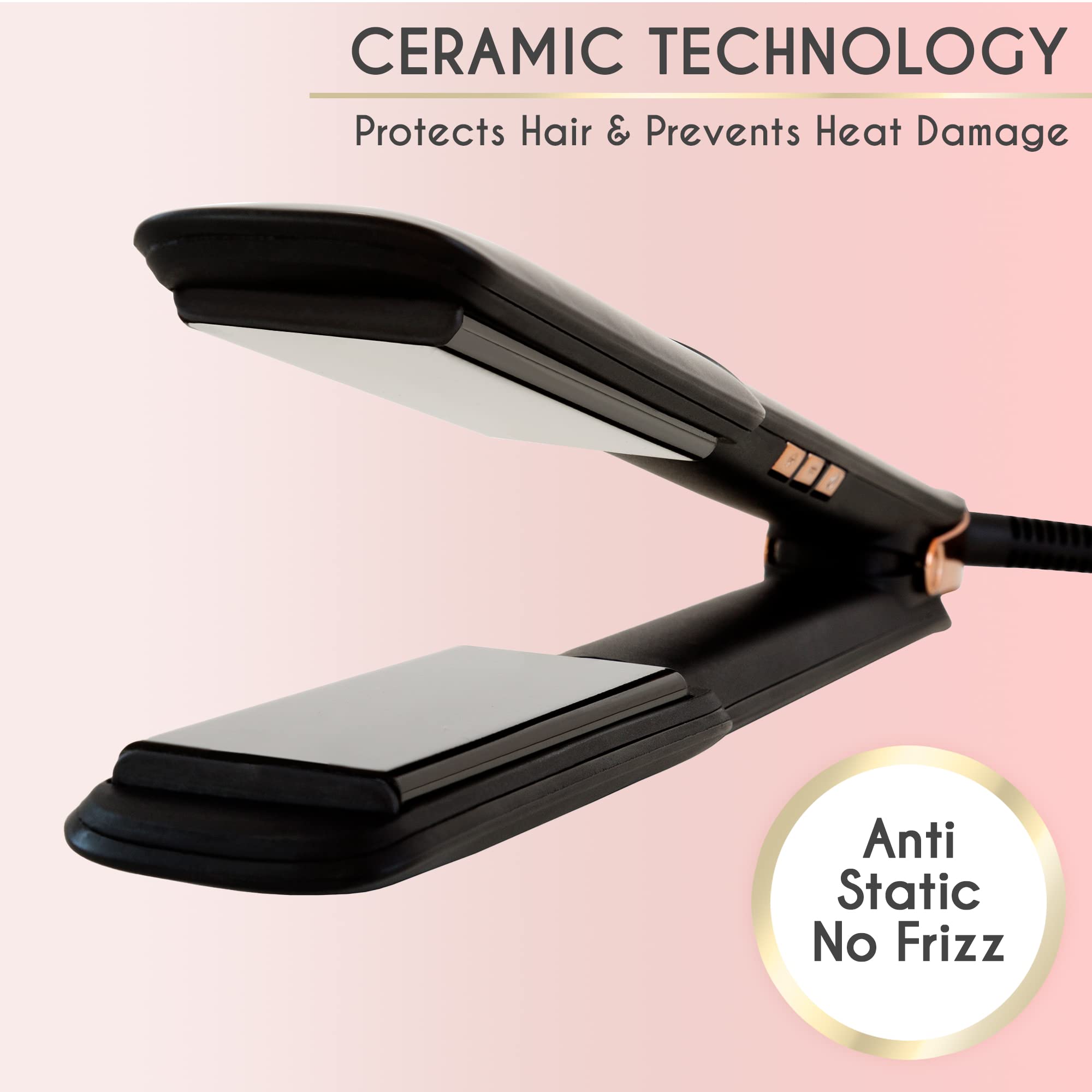 ELLA BELLA® Ceramic Flat Iron Hair Straightener • Professional Straightening Iron • Digital Display to Accurately Control Temperature • As Featured in Good Housekeeping