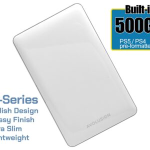 Avolusion T1 Series 500GB USB 3.0 Portable External Gaming Hard Drive - White (for PS5, Pre-Formatted) - 2 Year Warranty (Renewed)