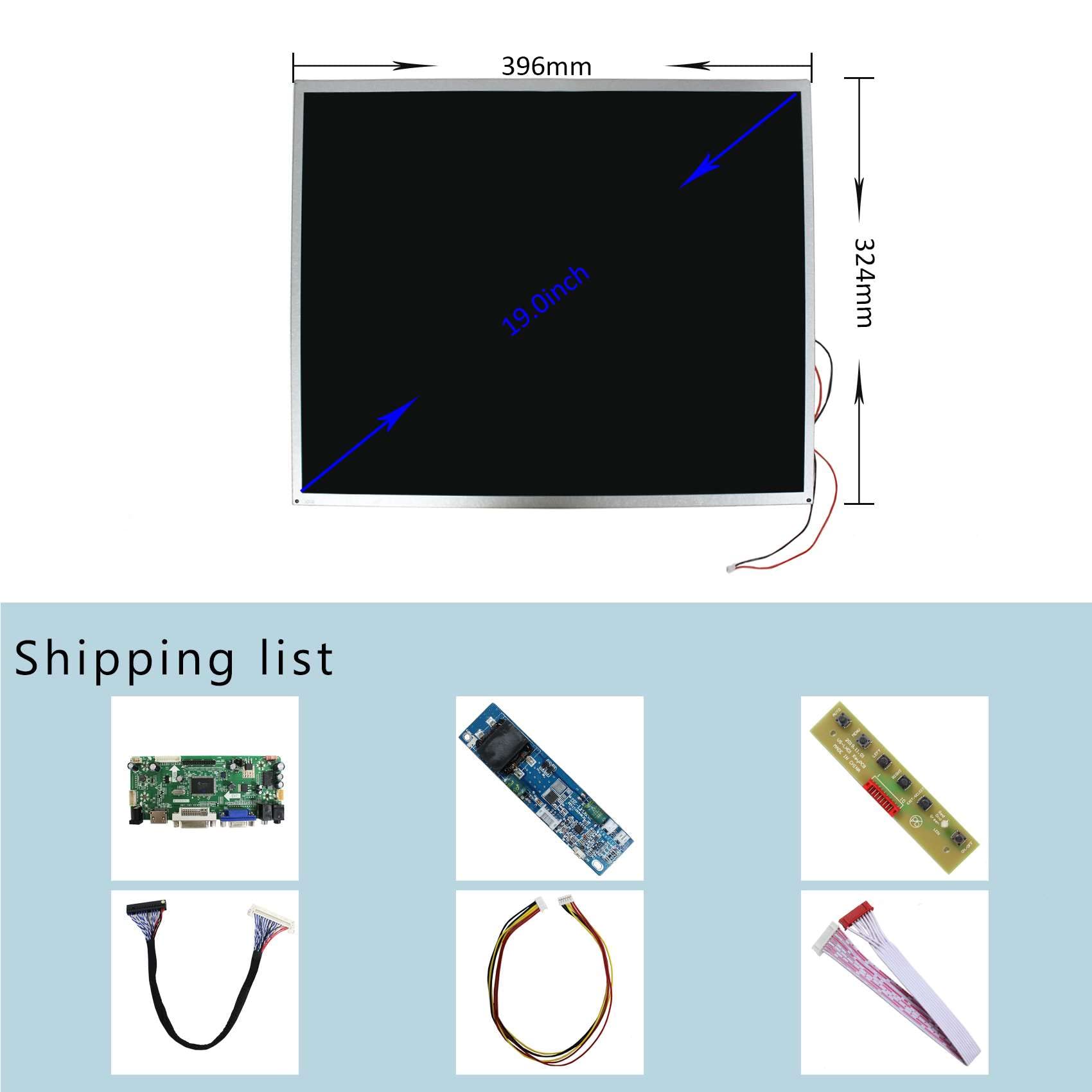 FanyiTek 19.0" G190ETN01 1280x1024 1000nit LCD Screen and HD-MI VGA DVI Audio LVDs Controller Board