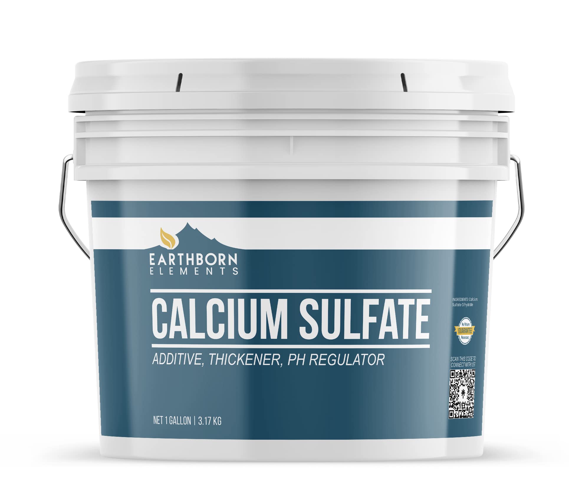 Earthborn Elements Calcium Sulfate 1 Gallon Bucket, Anticaking, pH Regulator, Thickener, Plaster Additive