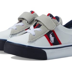 POLO RALPH LAUREN Baby Boys Wescott Ps (Toddler) Sneaker, White Tumbled/Navy/Red/White Pony Player, 4 Toddler US