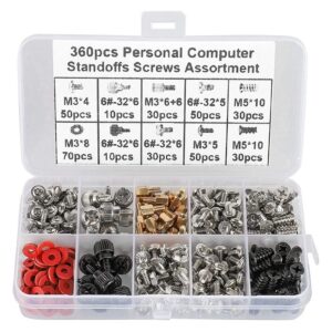 Wshao store 360PCS Personal Computer Screw,Pc Case Screws,Motherboard Standoffs for Hard Drive Pc Case Motherboard Fan Power Graphic (Color : Photo Color)