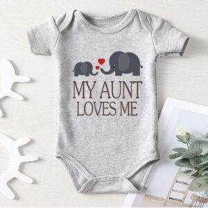 Azzwnee My Aunt Loves Me Baby Boy Clothes Unisex Funny Baby Bodysuits 0-3 months gray