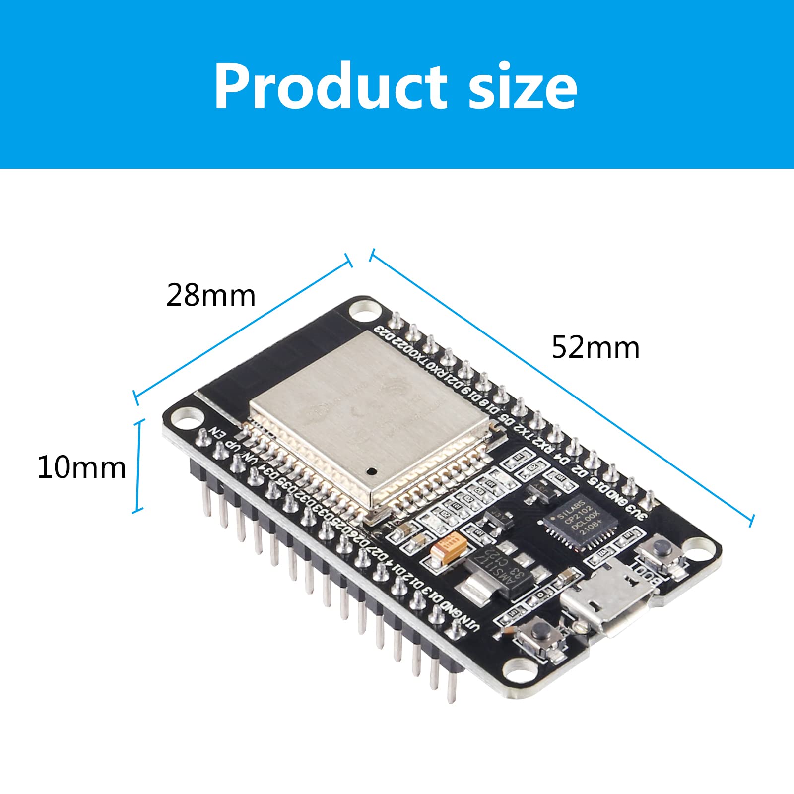 Alinan 4pcs 30pin ESP32 ESP-32S WiFi Development Board NodeMCU ESP-WROOM-32 Microcontroller 2.4GHz Dual-Core WiFi Bluetooth Processor Integrated Chip CP2102