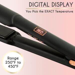 ELLA BELLA® Ceramic Flat Iron Hair Straightener • Professional Straightening Iron • Digital Display to Accurately Control Temperature • As Featured in Good Housekeeping