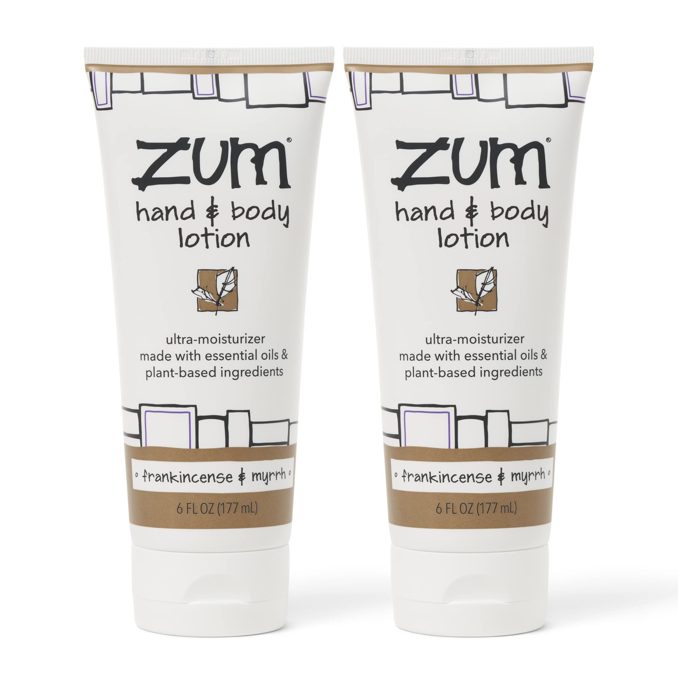 Zum Hand and Body Lotion - Frankincense & Myrrh - 6 fl oz (2 Pack)