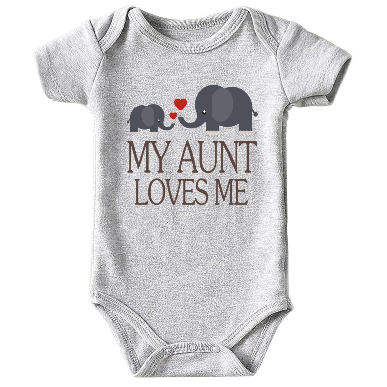 Azzwnee My Aunt Loves Me Baby Boy Clothes Unisex Funny Baby Bodysuits 0-3 months gray