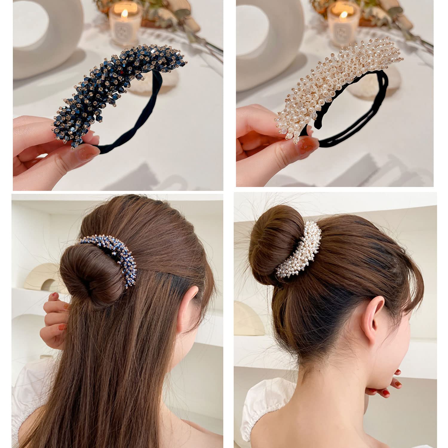 JDXN 6 Pieces Shining Flower Hair Bun Makers - Twist Bun Accessories with French Hairstyle for Girls (Mixed Color Set 1)