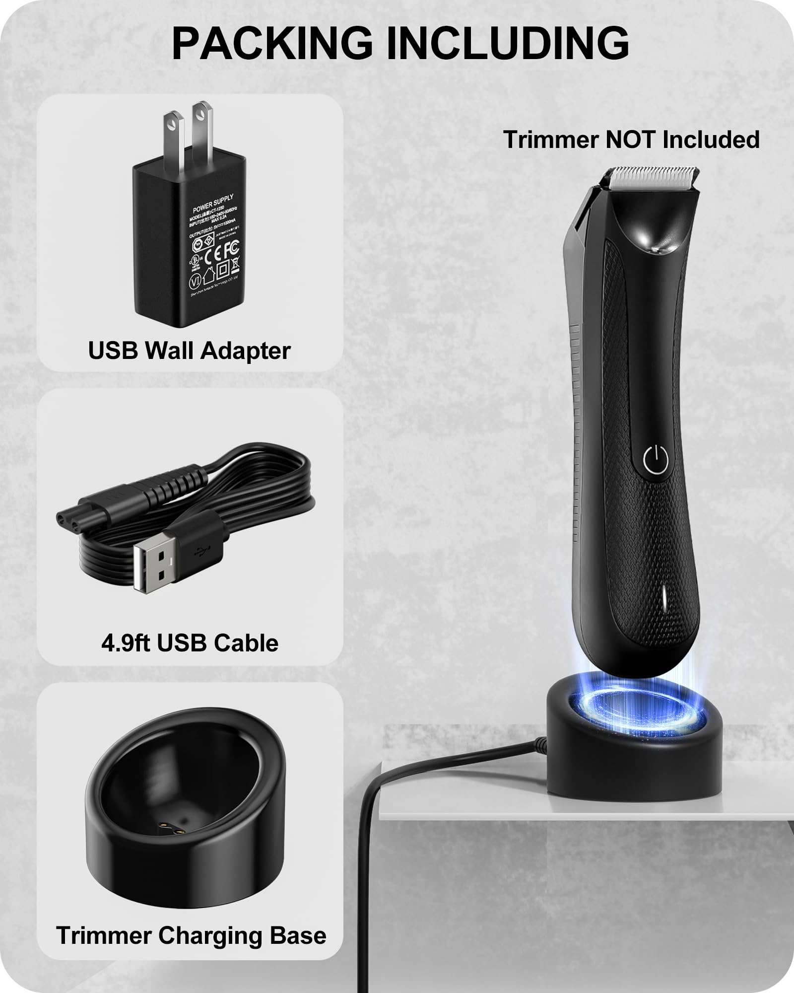 Charging Dock Compatible with MANSCAPED 3.0&2.0 as Replacement for Manscaped Charger Dock with AC Adapter 4.9FT Power Cord for The Lawn Mower 3.0/2.0 and The Weed Whacker Nose and Ear Hair Trimmer