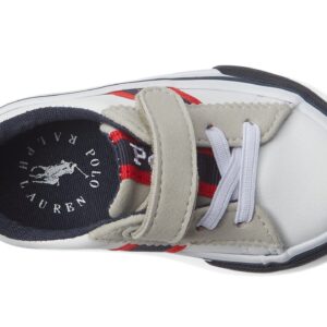 POLO RALPH LAUREN Baby Boys Wescott Ps (Toddler) Sneaker, White Tumbled/Navy/Red/White Pony Player, 4 Toddler US