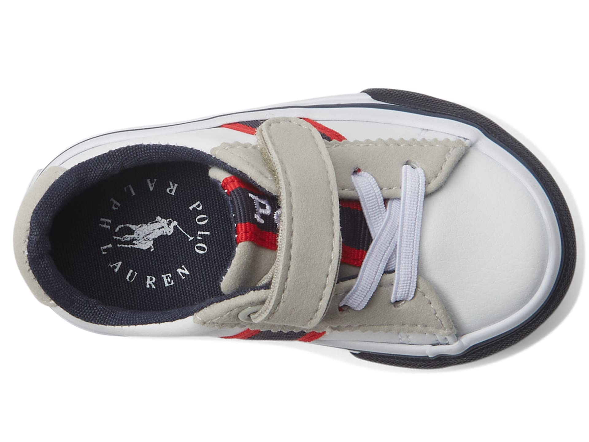 POLO RALPH LAUREN Baby Boys Wescott Ps (Toddler) Sneaker, White Tumbled/Navy/Red/White Pony Player, 4 Toddler US