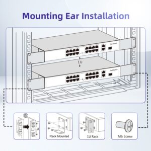 Rack Mount Kit 19" Large Switch Rack Ears Compatible for Cisco Small Business Series (18-50 Port Models) RM-300-19