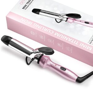 dan technology travel mini curling iron, dual voltage curling iron up to 450°f for short hair,nano - titanium barrels & 30s ptc fast heating…