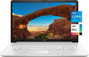 hp new 17 laptop, 17.3" fhd ips display, 11th gen intel core i5-1135g7 processor, 16gb ram, 1tb ssd+1tb hdd, webcam, bluetooth, backlit keyboard, windows 10 home, natural silver