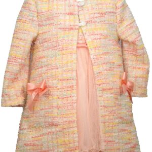 Bonnie Jean Girl's Easter Dress and Coat Set - for Baby, Infant, Toddler and Little Girls, Peach, 18 Months