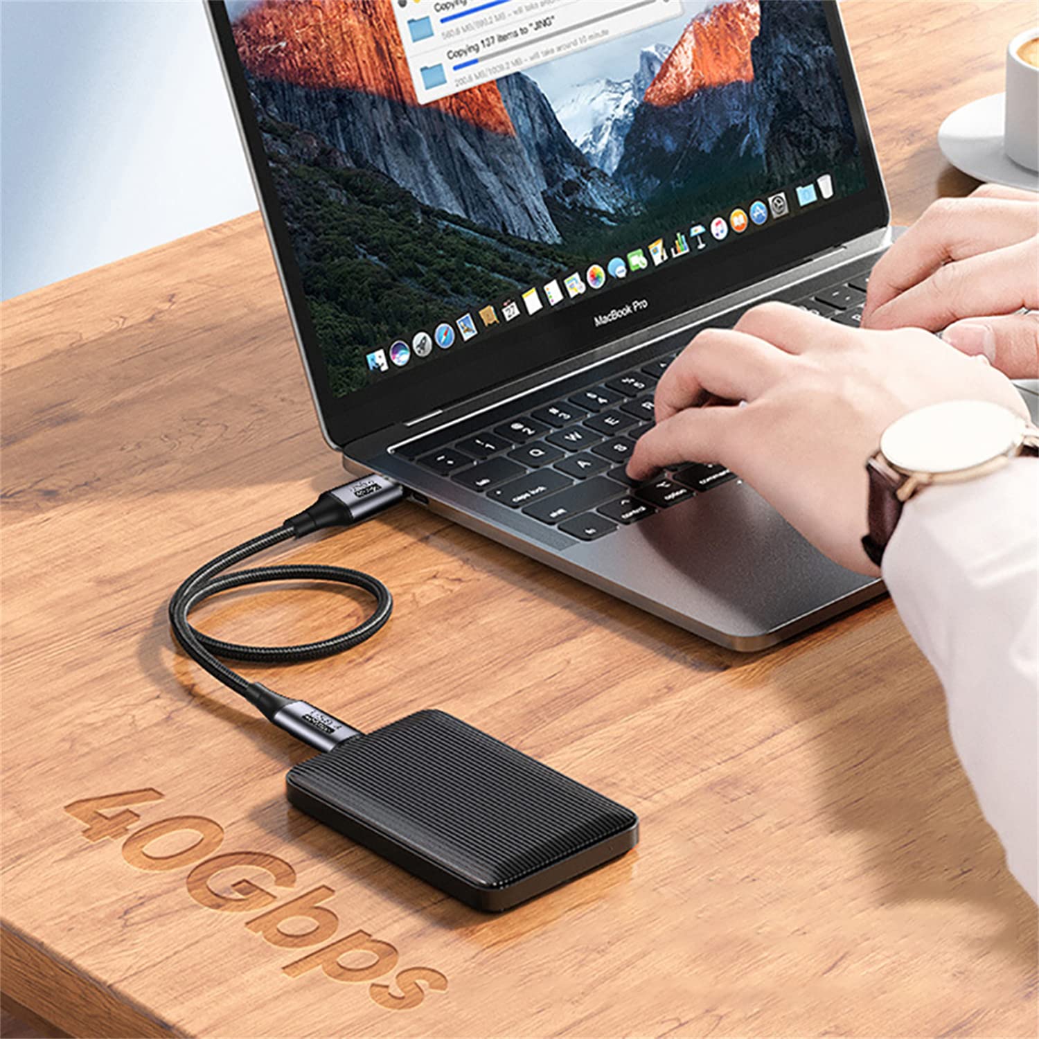 JINPINCABLE USB4 Cable 40Gbps,100W Fast Charging,Compatible with Thunderbolt 4 3 and Type-c,8K @60Hz,for USB C Laptop, Smartphone, External SSD,eGPU,Docking Station,1Ft (2 Pack)