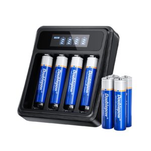 doublepow aaa lithium batteries with lcd battery charger,lithium aaa batteries with 4 slot individual battery charger,rechargeable aaa battery,triple aaa batteries,8 pack of aaa rechargeable battery