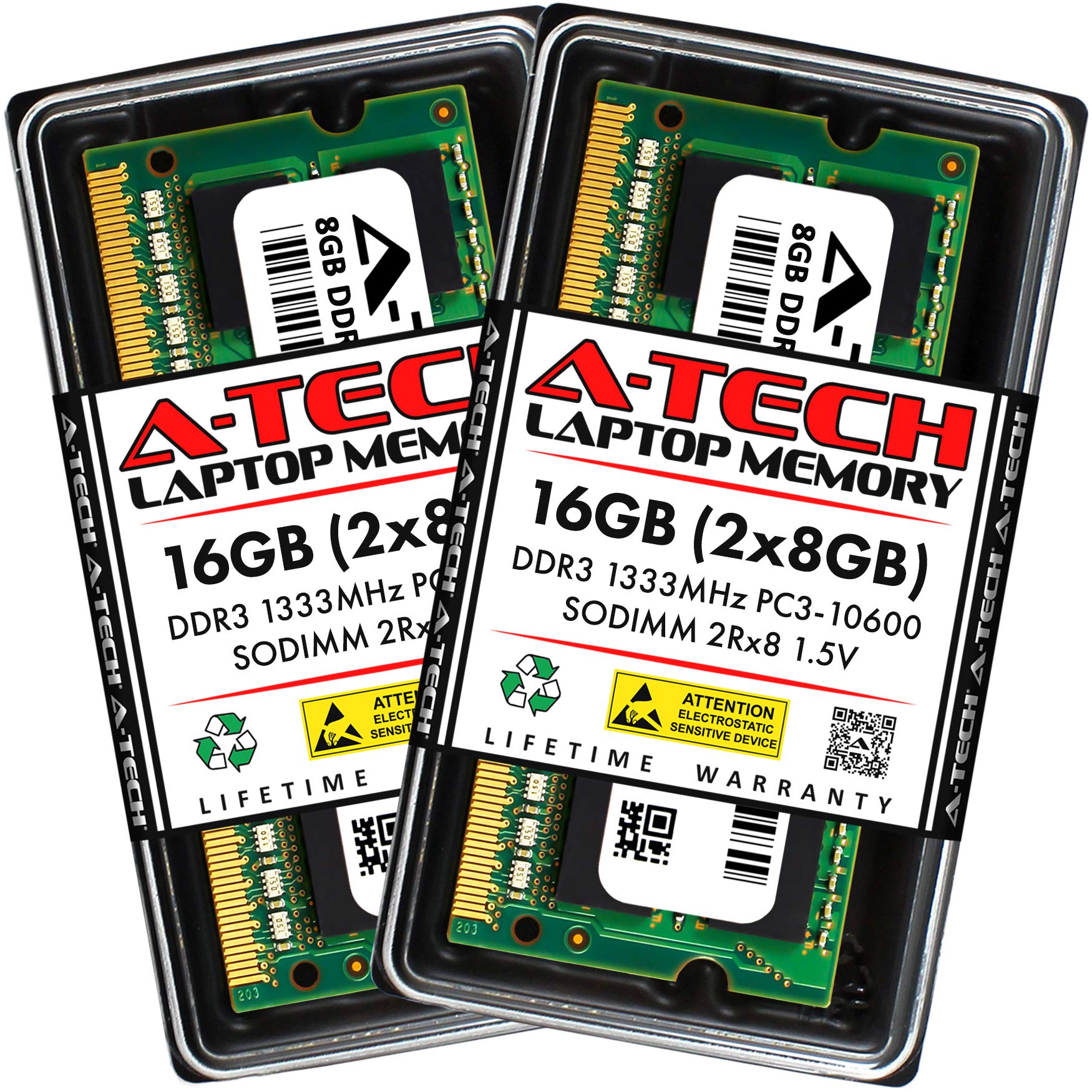 A-Tech 16GB Kit (2x8GB) Memory RAM for Lenovo Essential G500S Touch - DDR3 1333MHz PC3-10600 Non ECC SO-DIMM 2Rx8 1.5V - Laptop & Notebook