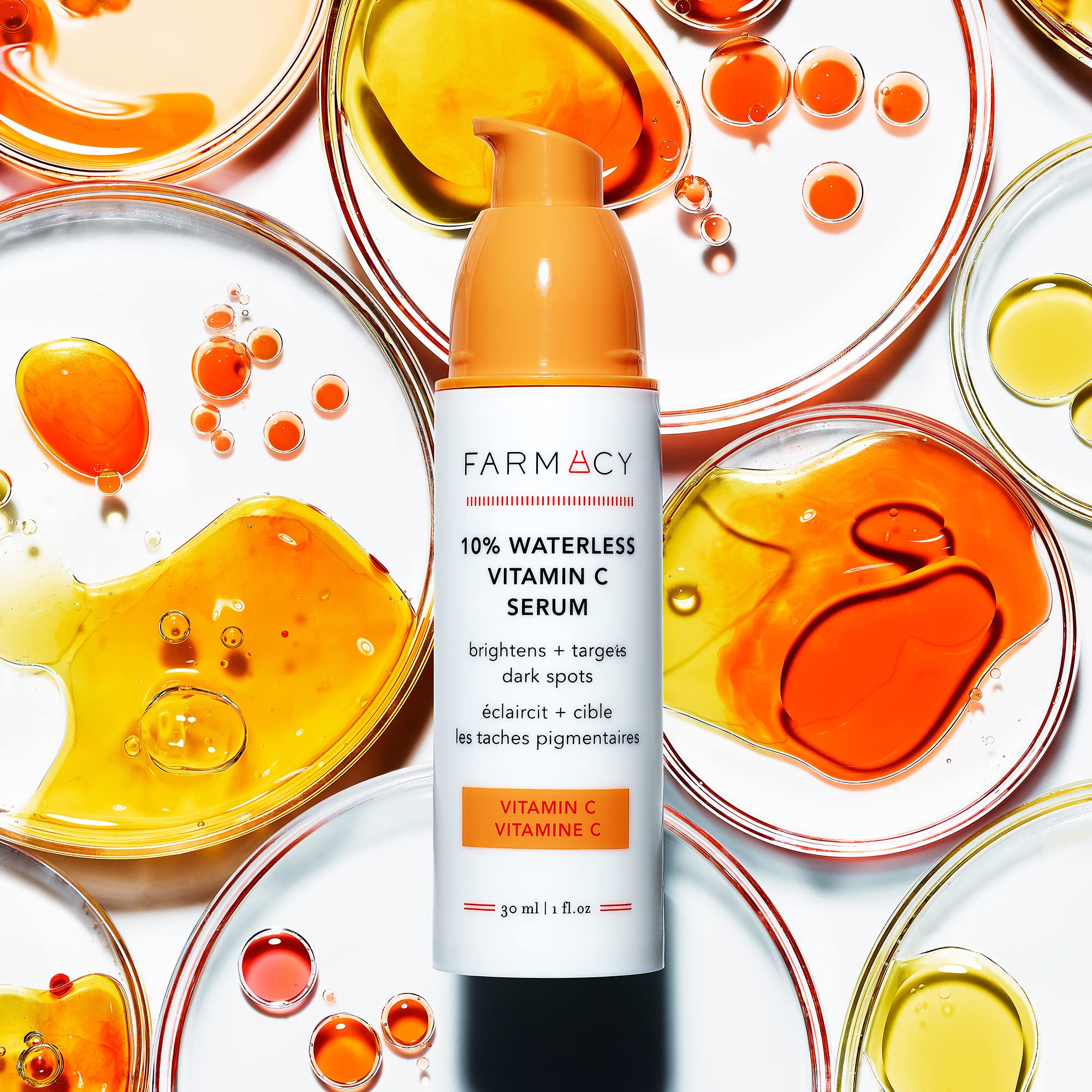 Farmacy 10% Vitamin C Face Serum - Waterless Vitamin C Skin Care Serum to Brighten, Firm + Smooth Skin Texture - Enriched with Upcycled Tangerine Peel to Boost Skin's Moisture + Radiance (30ml)