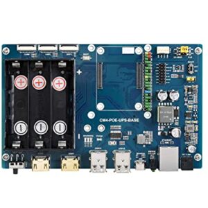 Waveshare PoE UPS Uninterruptible Power Supply Base Board for Raspberry Pi Compute Module 4 with Gigabit Ethernet/Dual HDMI/Quad USB2.0 etc.Interfaces