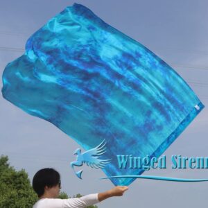 Winged Sirenny Porphetic Praise Dance Worship Flex Flags, 50" Rectangular Dance Ministry Streamer (Blue Moon)