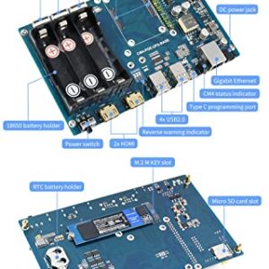 Waveshare PoE UPS Uninterruptible Power Supply Base Board for Raspberry Pi Compute Module 4 with Gigabit Ethernet/Dual HDMI/Quad USB2.0 etc.Interfaces