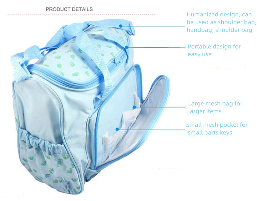 4 pcs Baby Diaper Bag Tote,Mommy Bag for Hospital,Maternity Tote, Waterproof, Multi-Functional, Large Capacity for Mom and Dad (Blue)