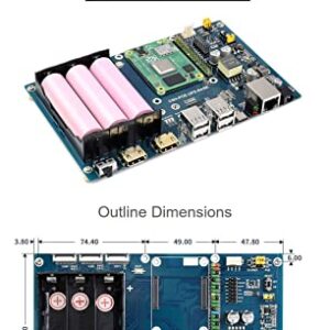 Waveshare PoE UPS Uninterruptible Power Supply Base Board for Raspberry Pi Compute Module 4 with Gigabit Ethernet/Dual HDMI/Quad USB2.0 etc.Interfaces