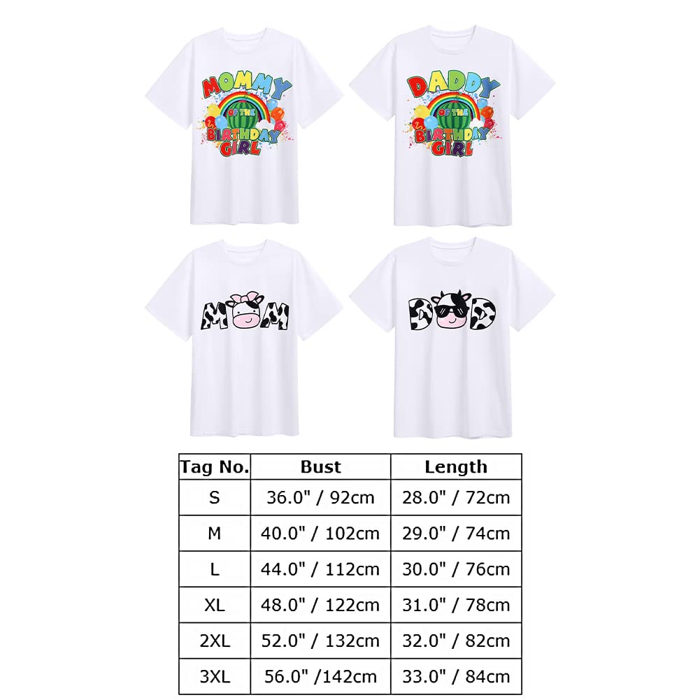 Family Birthday Matching Outfit Baby Girls Dad and Mom Melon Watermelon Cow Print Short Sleeve Round Neck Romper T Shirt Tops Cake Smash Summer Clothes Set for Photo Shoot Watermelon Mom Medium