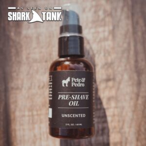 Pete & Pedro PRE-SHAVE OIL - Improves Razor Glide For Smooth Shaving | Reduces Irritation, Burn, Ingrowns, Bumps & Redness | Unscented, Sensitive Skin, For All Razors | As Seen on Shark Tank, 2 oz.