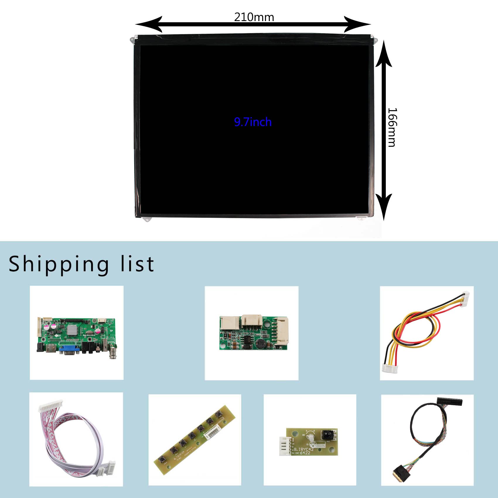 FanyiTek 9.7 inch LP097X02 1024x768 400nit LVDs IPS LCD Screen and HD-MI VGA USB Controller Board