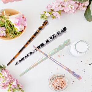 12 Pieces Acetate Hair Sticks Tortoise Shell Hairpin Leopard Shell Print Hair Sticks for Long Hair Chinese Hair Sticks Hair Styling Accessories Hair Chopsticks for Women Girls