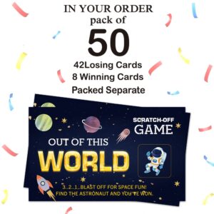 Haizct 50 Pack Rocket Ship Baby Shower Game Scratch Off Cards for Baby Shower, Baby Shower Activity and Idea (Out Of This World)