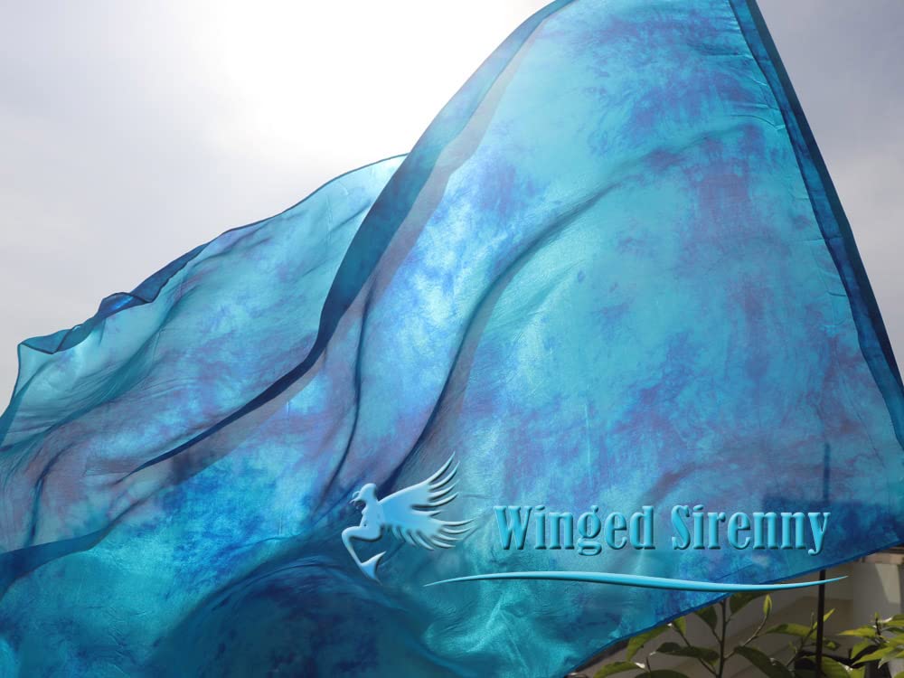 Winged Sirenny Porphetic Praise Dance Worship Flex Flags, 50" Rectangular Dance Ministry Streamer (Blue Moon)