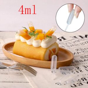 SQXBK 4ml Pipette 100PCS 4ml Disposable Plastic Squeeze Transfer Droppers Liquid Injectors for Chocolate Ice Cream Cupcakes