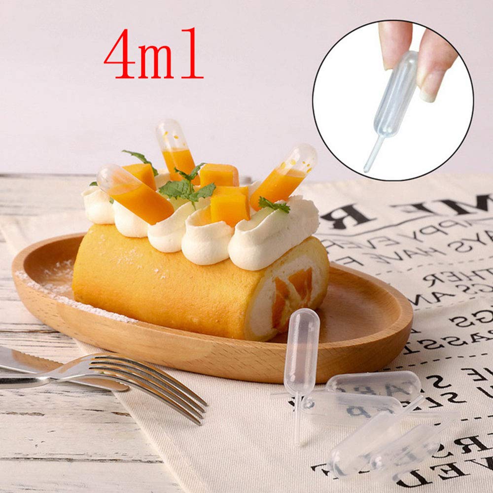 SQXBK 4ml Pipette 100PCS 4ml Disposable Plastic Squeeze Transfer Droppers Liquid Injectors for Chocolate Ice Cream Cupcakes