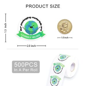 Cute Small Business Stickers,Funny Our Packaging Materials are Lovingly Reused Small Business Stickers, Reused Box, Recycling Label, Packaging Stickers, Mail Envelopes Shipping Stickers,500 PCS