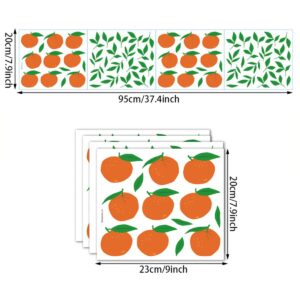 Bamsod Fruit Wall Decals Removable Boho Wall Stickers Peel Stick Flower Orange Wall Decals Fresh Fruit Wall Stickers for Baby Nursery Kids Bedroom Living Room Home Kitchen (Orange)