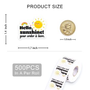 Cute Small Business Stickers,Funny Hello Sunshine Your Order is Here Business Stickers,Thank You Stickers, Packaging Stickers, Mail Envelopes Shipping Stickers for Small Business,500 PCS